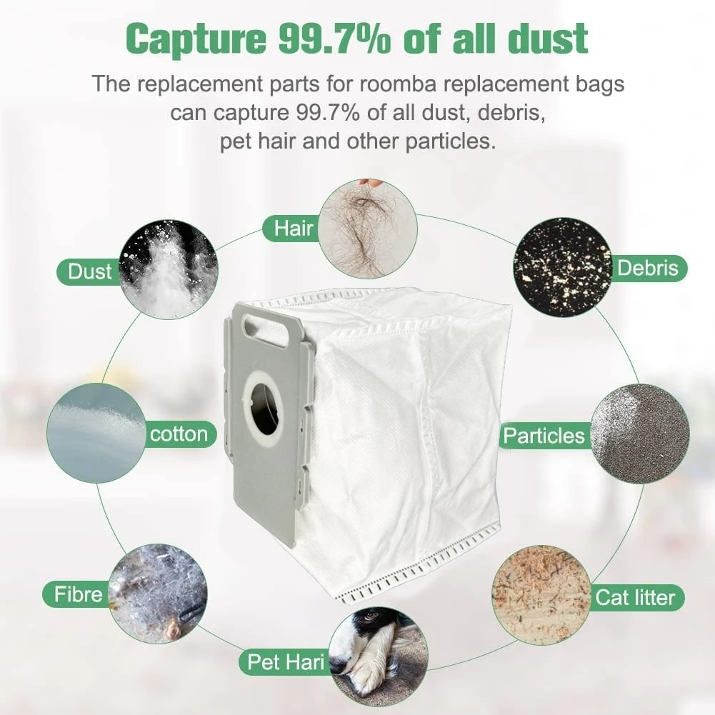 Sac à poussière INLIG pour Irobot Roomba I7 + I3 E5 E6 S9, pièces de rechange, accessoires de nettoyage ménager efficaces, 15 pièces