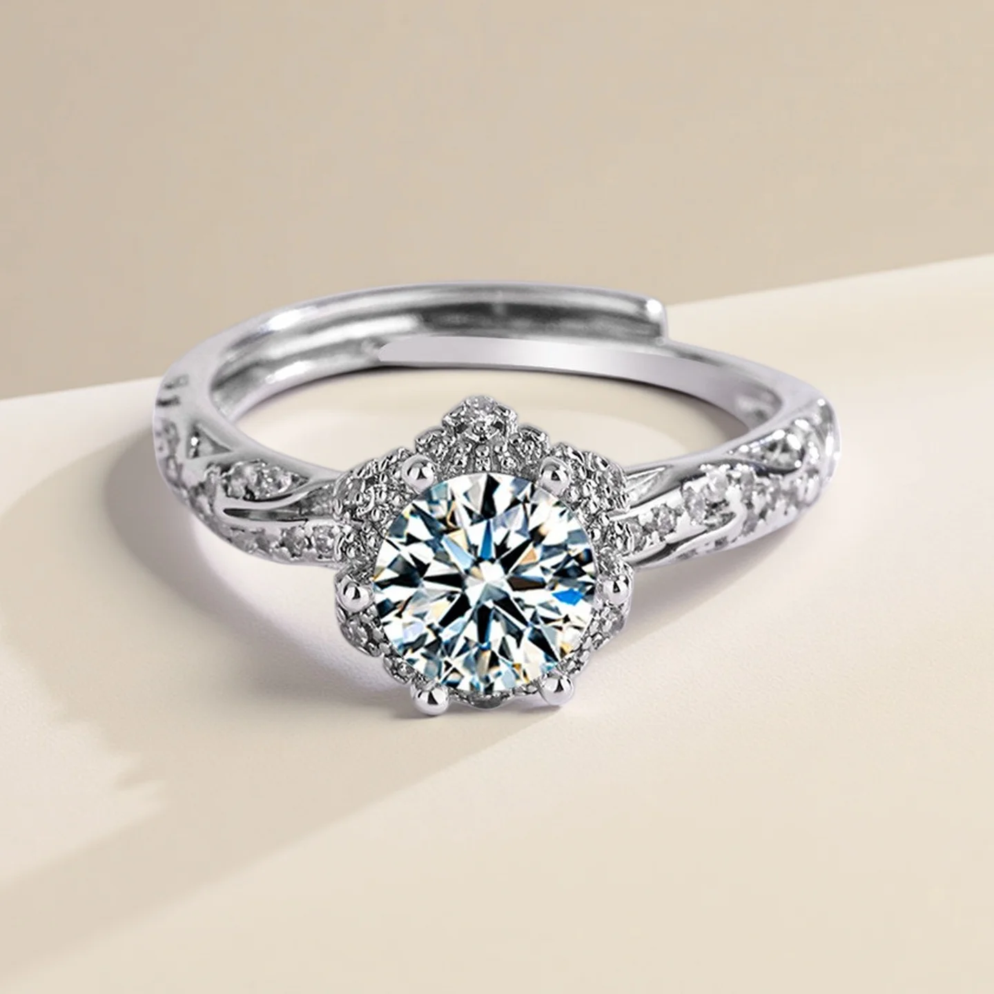 925 Sterling Silver Zircon Adjustable Engagement Rings For Women Wedding Elegant Jewelry Ladies Accessories Gifts R39011