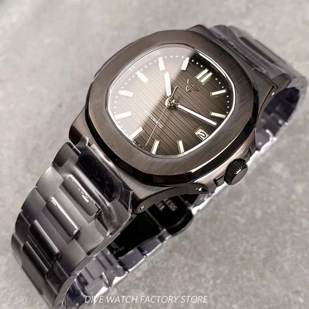 Tandorio ดีไซน์หน้าปัดนาฬิกาข้อมือผู้ชายสีฟ้าเทา40มม. สำหรับผู้ชาย NH35การเคลื่อนไหวกำไลเหล็ก316L แซฟไฟร์กันน้ำ10BAR