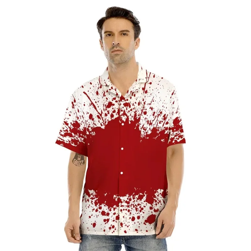 Full Printed Blood Graphic Shirts For Men Summer Short Sleeve Plus Size Blouse Shirts Tops Mens Designer Beah Shirt