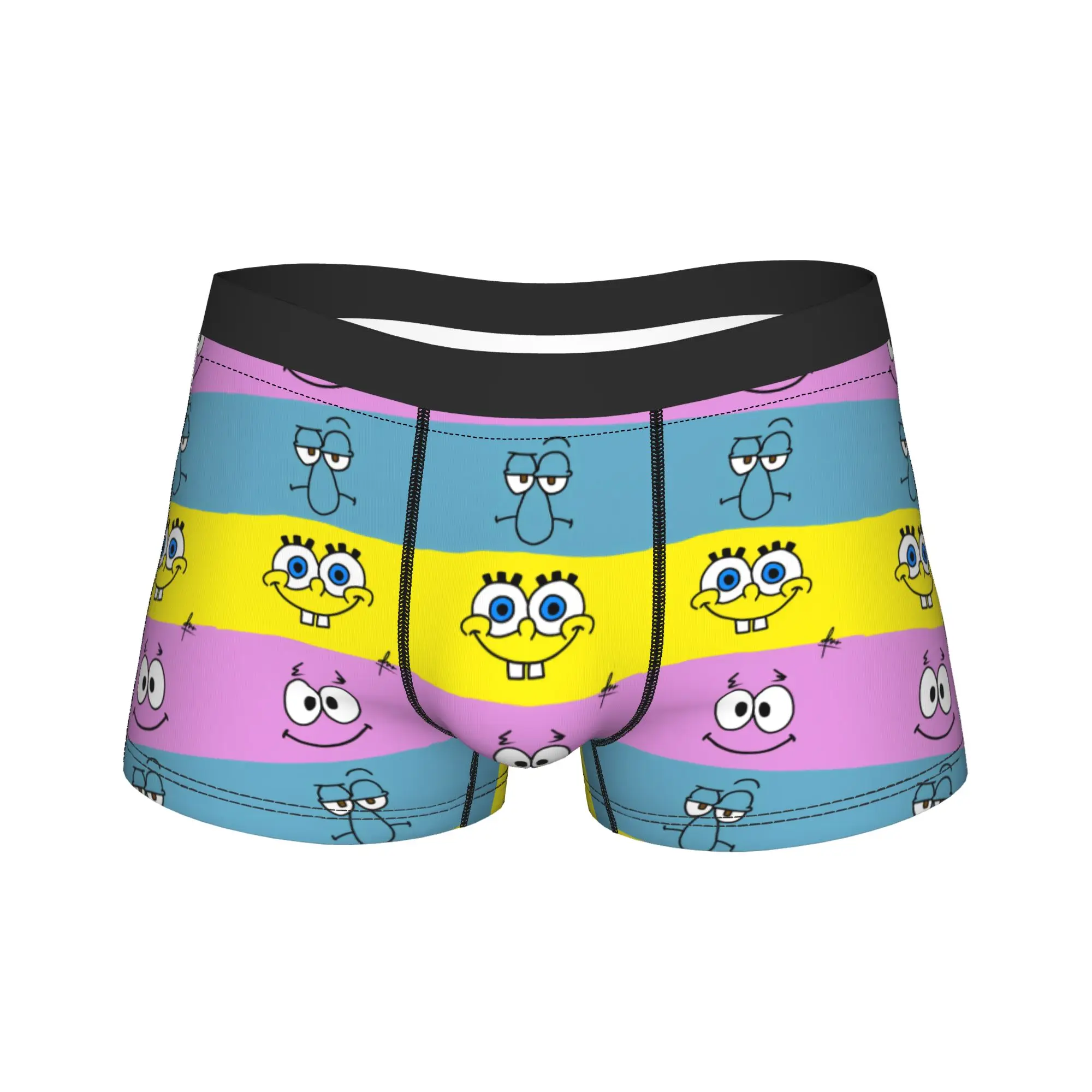 SpongeBobs Four Panel Sponge Squidward Shorts Briefs  Underwear Quality Male Comfortable Boxer Shorts Pattern Plus Size Panties