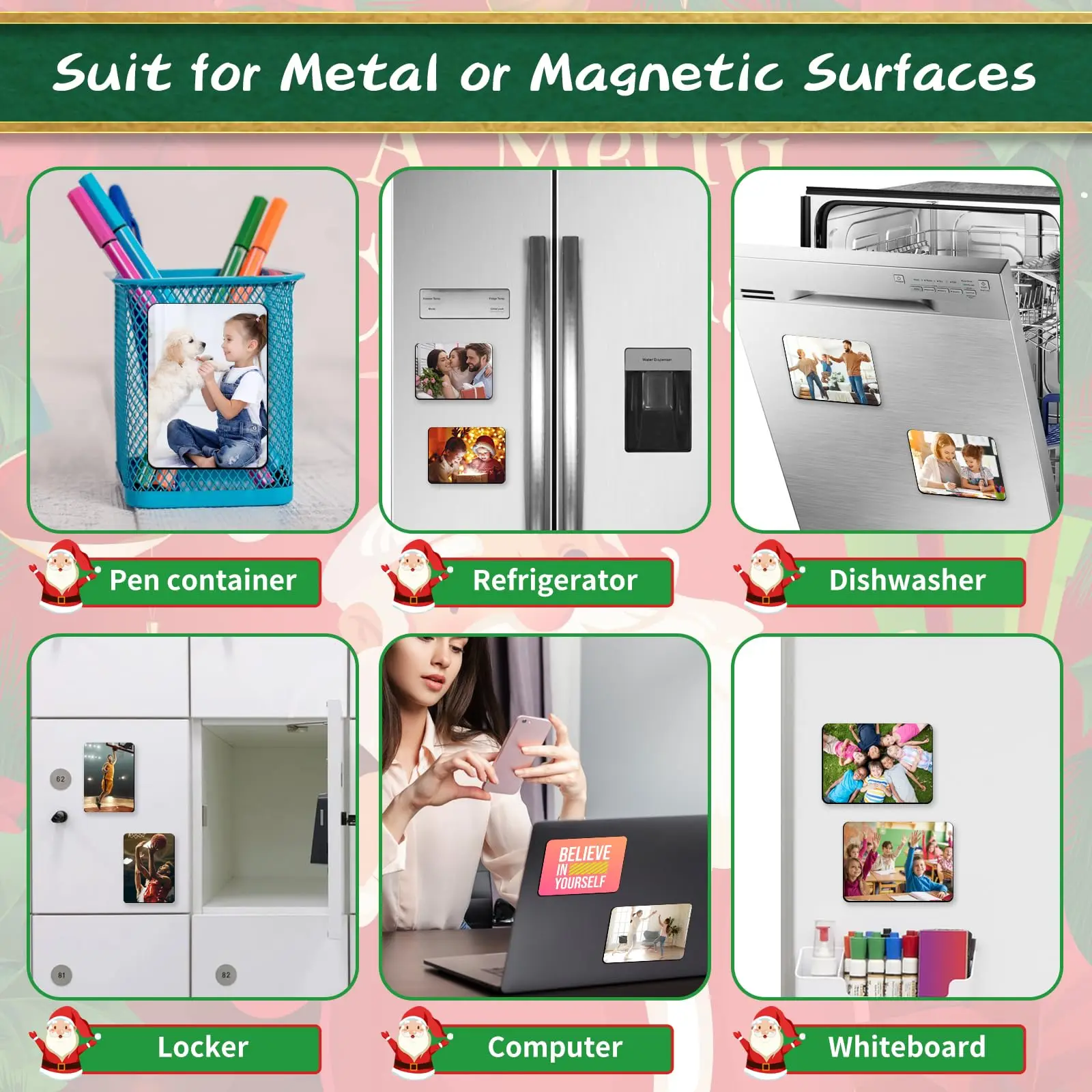 30Pcs/Set Sublimation Magnet Blanks Personalized Fridge Magnet Refrigerator Magnets Kitchen Refrigerator Decor