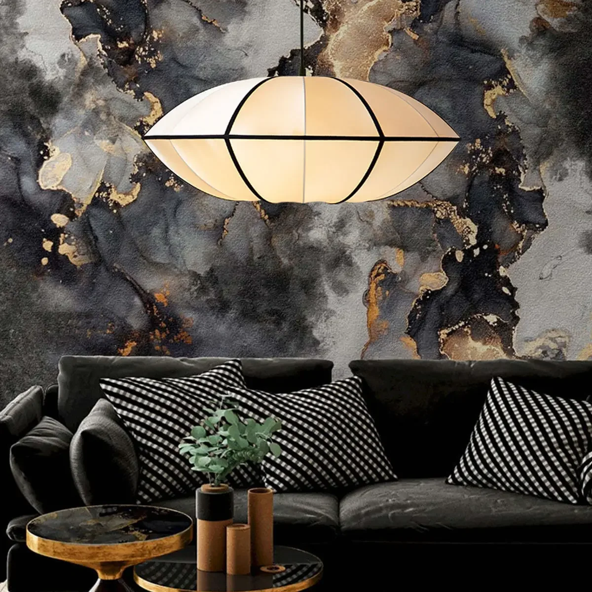 

Modern Japanese Vintage Pendant Light Lantern Led Pendant Lamp For Living Room Dining Room Bed Room Fabric Pendant Lamp
