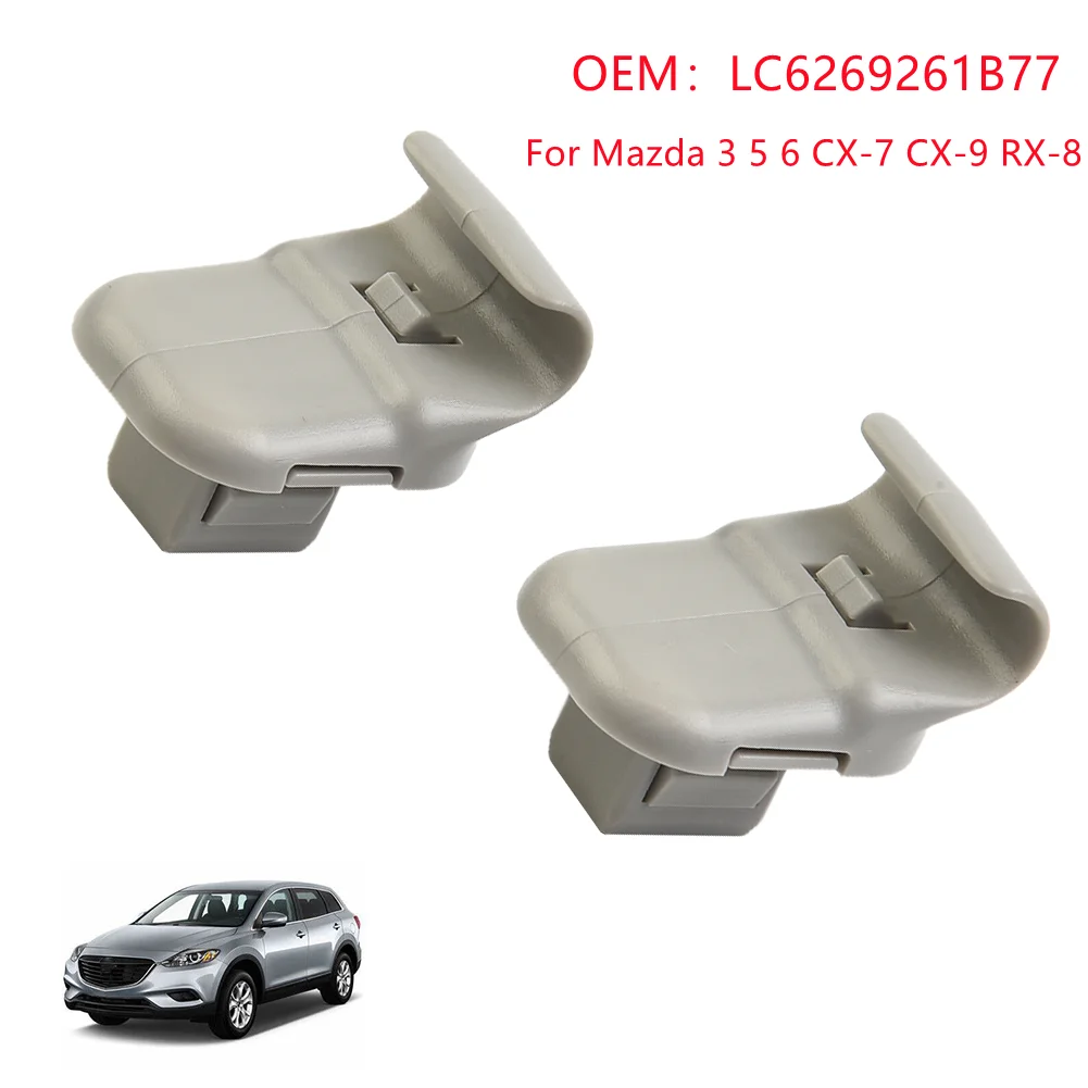 New 2pcs Car Grey Sun Visor Clip Hanger Holder Buckle For Mazda 3 5 6 CX-7 CX-9 Sunvisor Hook Bracket Car Interior Accessories