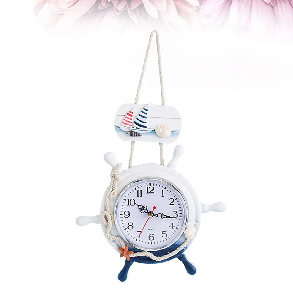 

Mediterranean Style Wall Clock Wood Material Perfect for Home Bedroom Living Room Office Creative Design