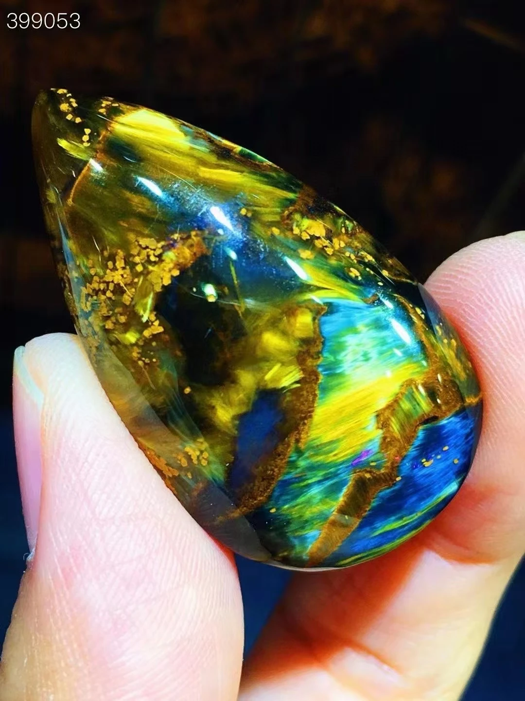 

Natural Blue Pietersite Chatoyant Pendant Women Men Namibia 38.3x21.7x8.4mm Cat Eye Fire Pietersite Jewelry AAAAAA