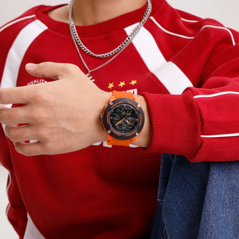 NAVIFORCE 7114 Elektronische Horloges voor Mannen Dual Display Kalender Waterdicht Siliconen Casual Sport heren Quartz Horloge Reloj Hombre