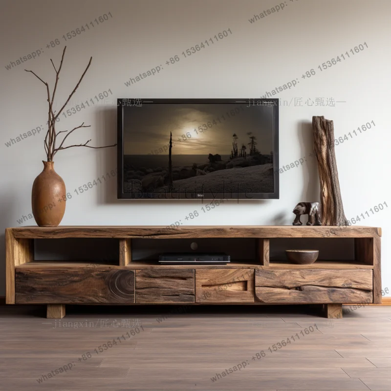 

Japanese Wabi-Sabi Style Solid Wood TV Stand Nordic Retro B&B Storage TV Rack Designed Low Cabinet Home Furniture Muebles