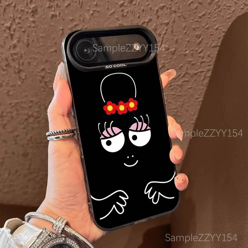 Милый чехол для телефона B-BarbapapaS для iPhone 17,16,15,14,13,12,X,8,Pro,Max,Plus,E,SE4,Air,Mini Black IMD Matte