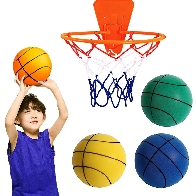 Kids Bouncing Mute Silent Basketball Set Diameter 24cm Silent High Density Foam Sports Ball Indoor Mute Basketball Exercise Toys