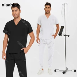 Uniformes de Hospital Unisex, ropa de trabajo de enfermera, traje quirúrgico de manga corta, trajes de enfermería, uniformes médicos personalizados para hombres