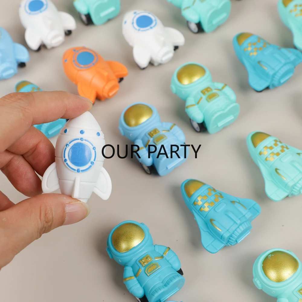 15Pcs Cartoon Outer Space Astronaut Rocket Pull Back Cars Toy for Kids Birthday Party Favors Back To School Gifts Goodie Bag