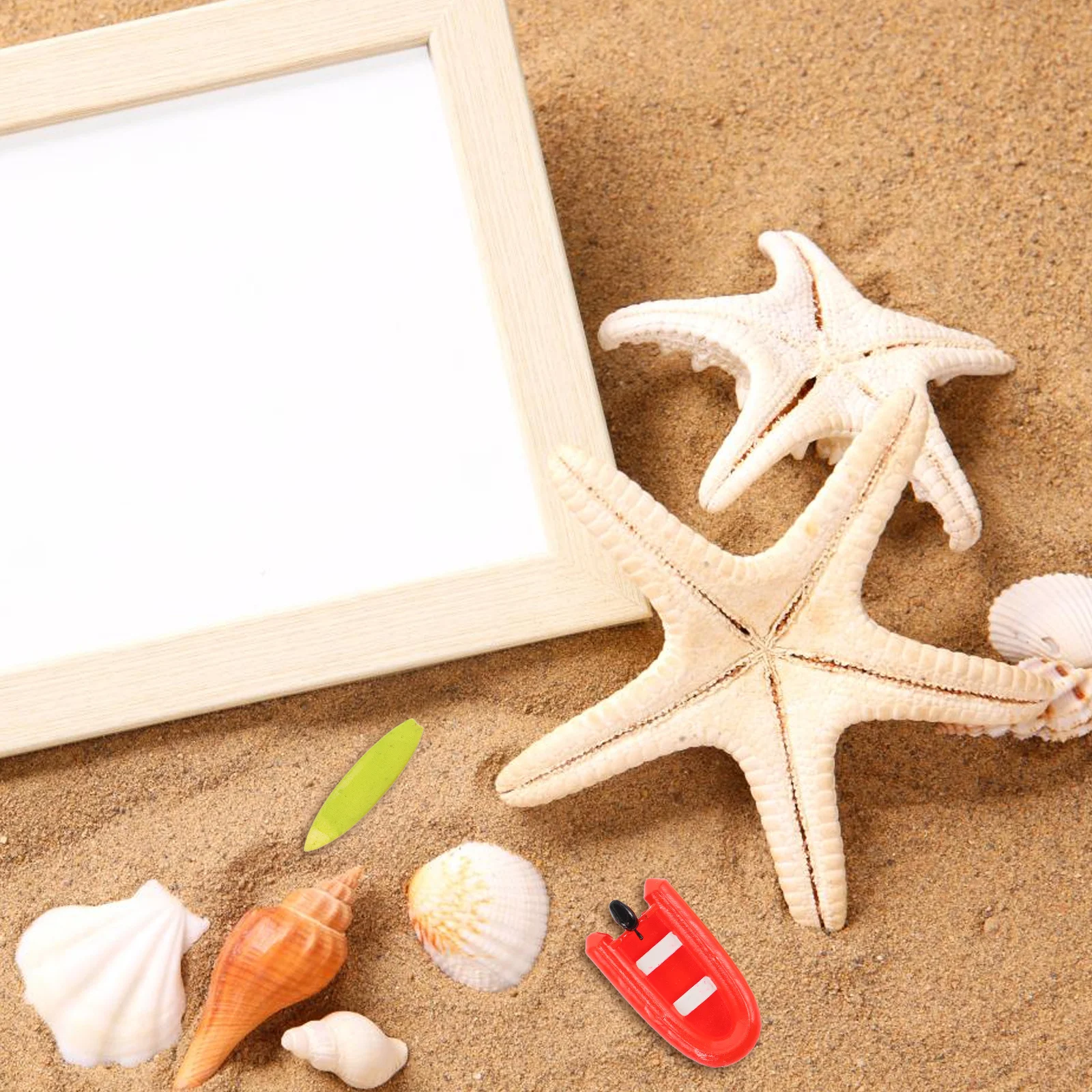 

2Pcs Miniature Beach Party Set Realistic Inflatable Boat Rubber Surfboard for Sand Pool Bathtub Play Beach Decoration