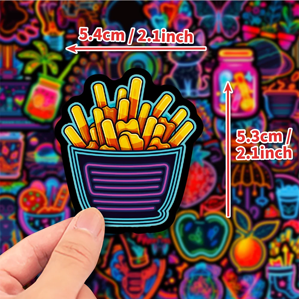 10/30/50pcs Cute Cartoon Neon Light Graffiti Stickers decalcomanie estetiche Laptop Notebook Phone Diary decorazione Sticker giocattolo per bambini