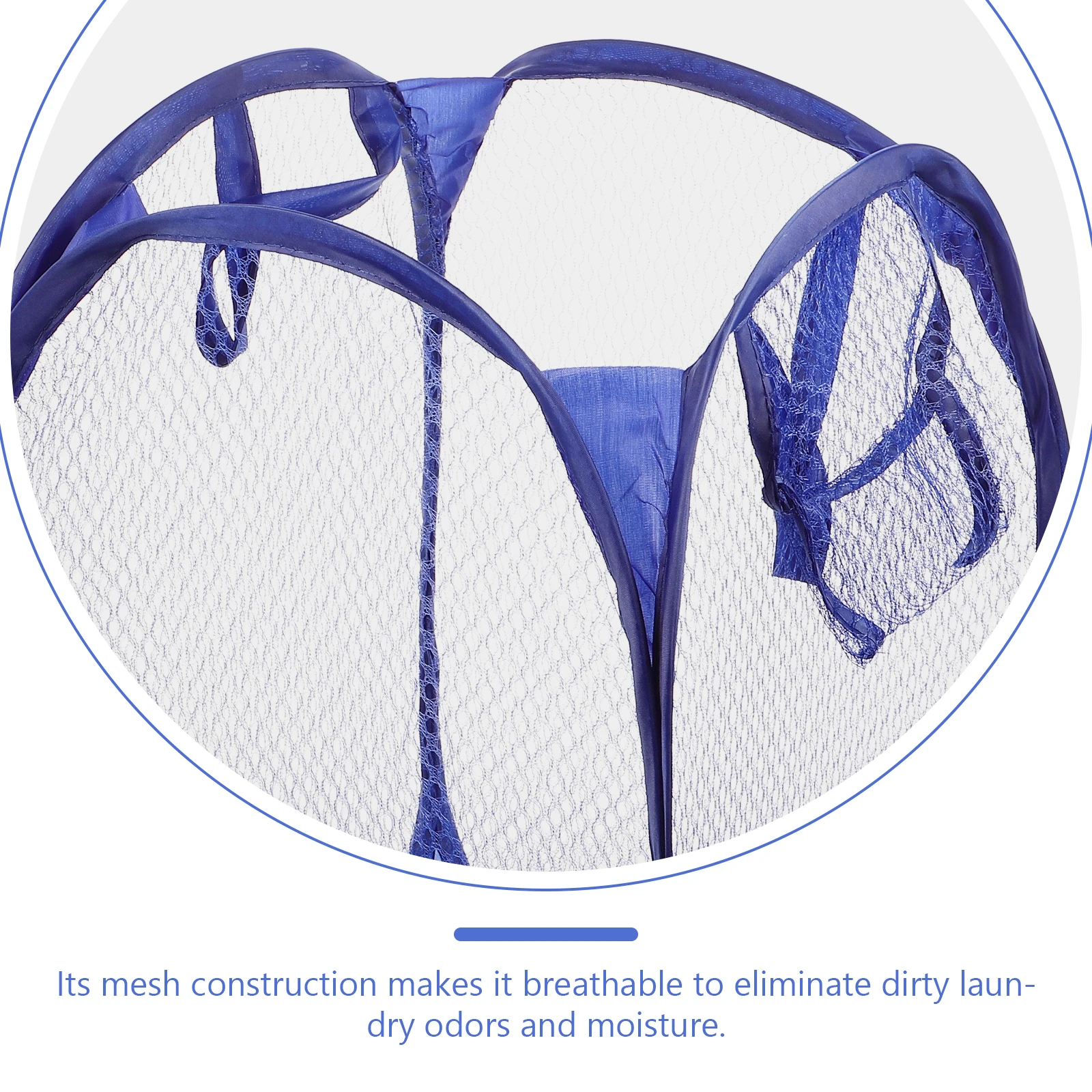 

Pop-Up Foldable Mesh Laundry Hamper Handles Side Pocket Dorm Apartment Camping Blue Easy Open Sturdy Clothes Storage Basket Bin