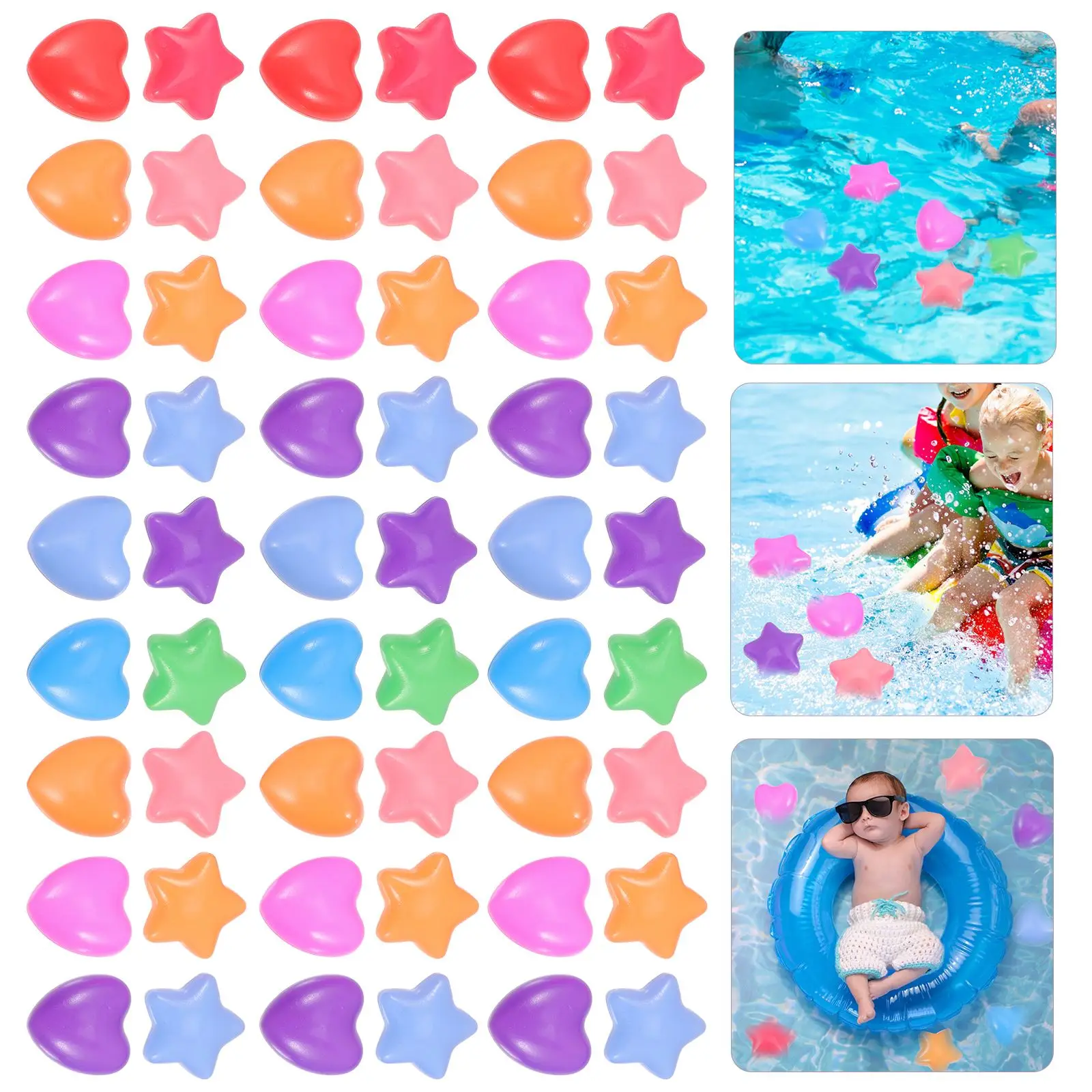 100Pcs Heart-Shaped Play Balls Creative Ocean Balls Star-Shaped Swimming Toys Colorful Pool Balls Funny Play Balls Ocean Balls