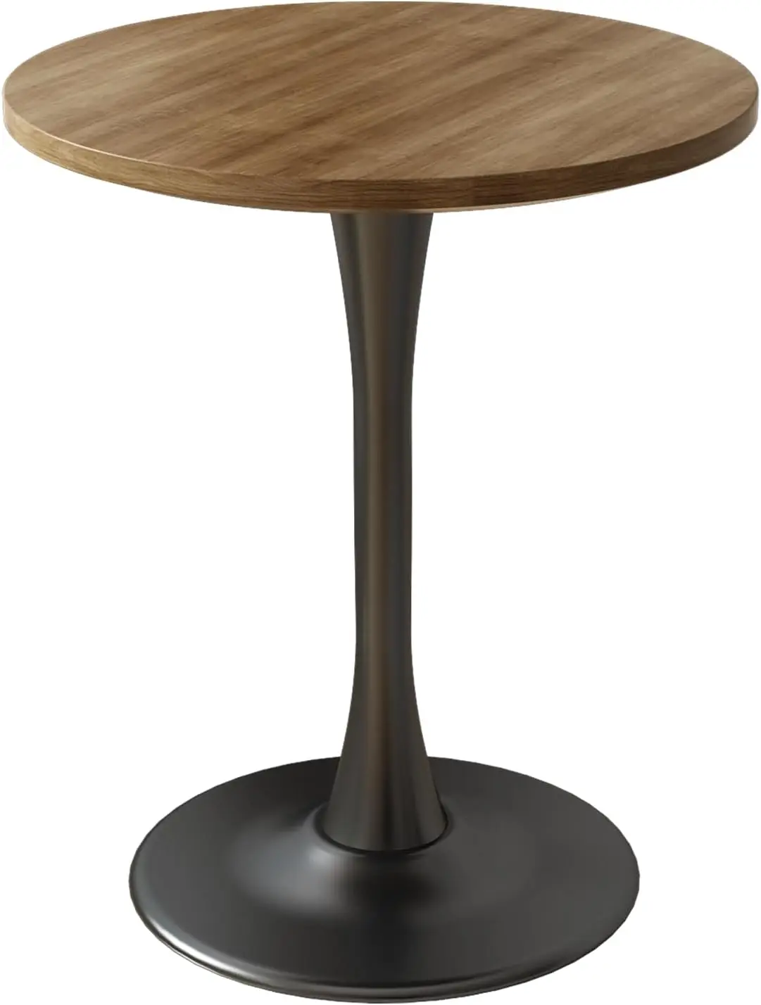 Brown Round Dining Table Wood Circle Tulip Table Mid Century Modern Farmhouse Kitchen Tables 2 People Small Places Living Room Cafe, 24 inch