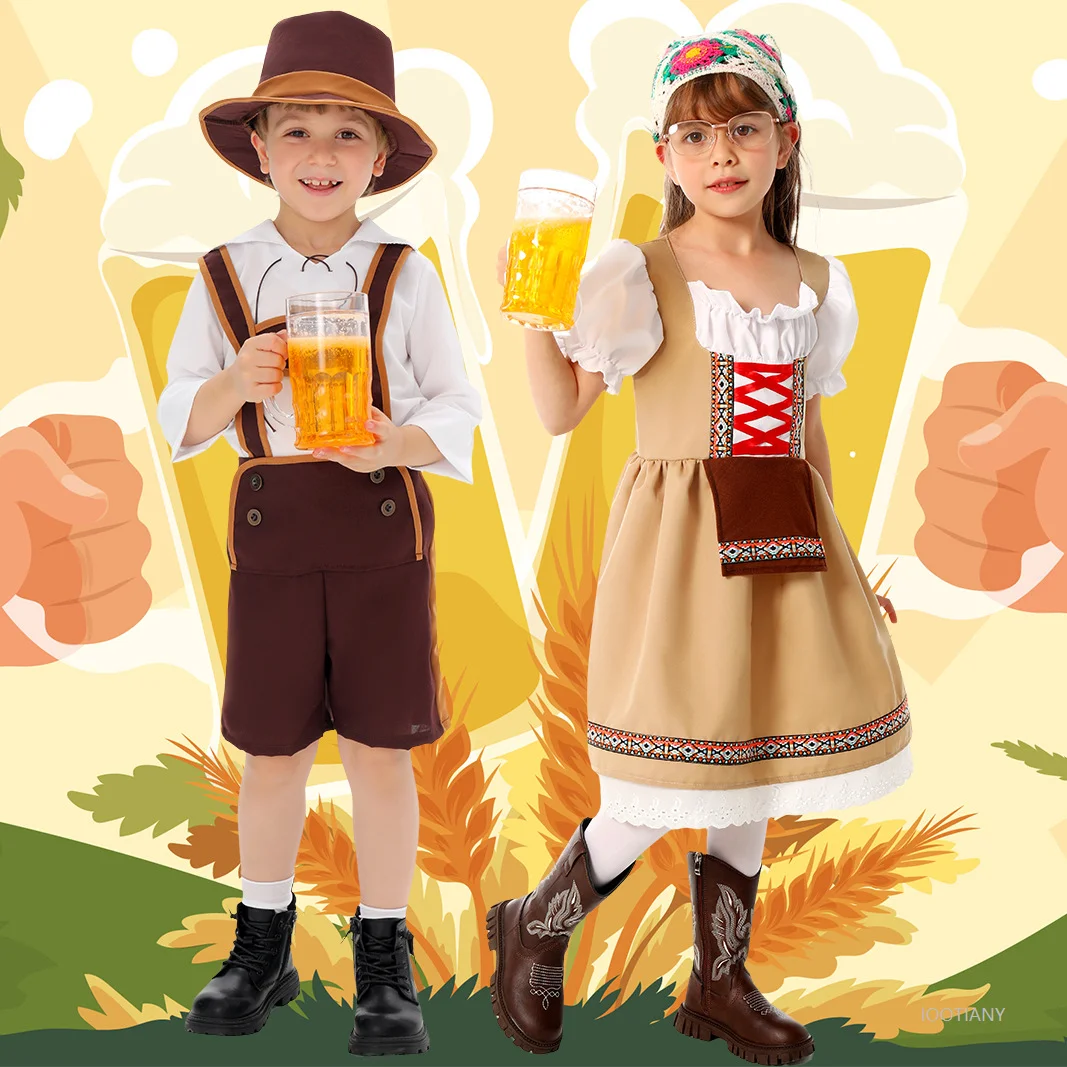 

German Munich Oktoberfest Children's Costume Halloween Cosplay Costume Western Cowboy Performance Costume Children's Clothing