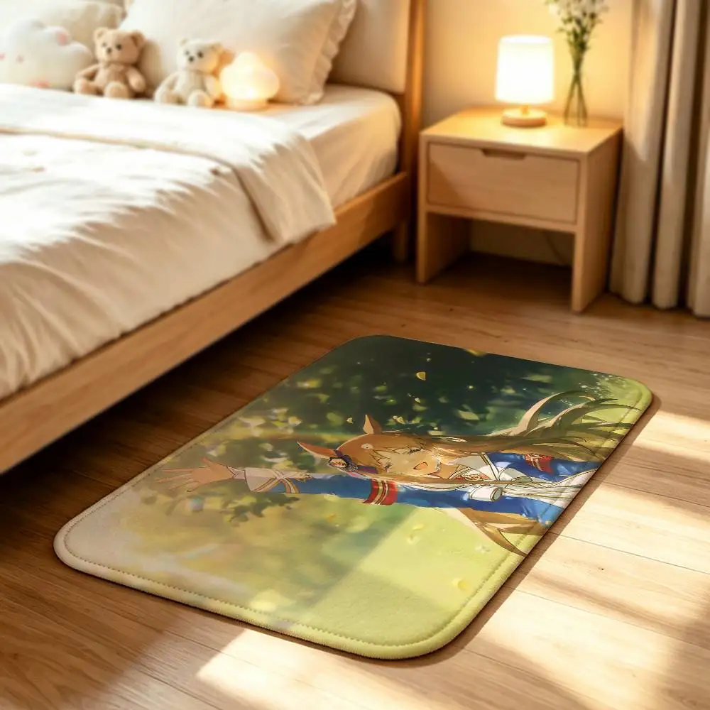Goodnight Umamusume-P-D G-Grass Wonder Short Plush Rug Machine Washable Soft Comfortable Anti‑Slip Floor Mat Home Decor