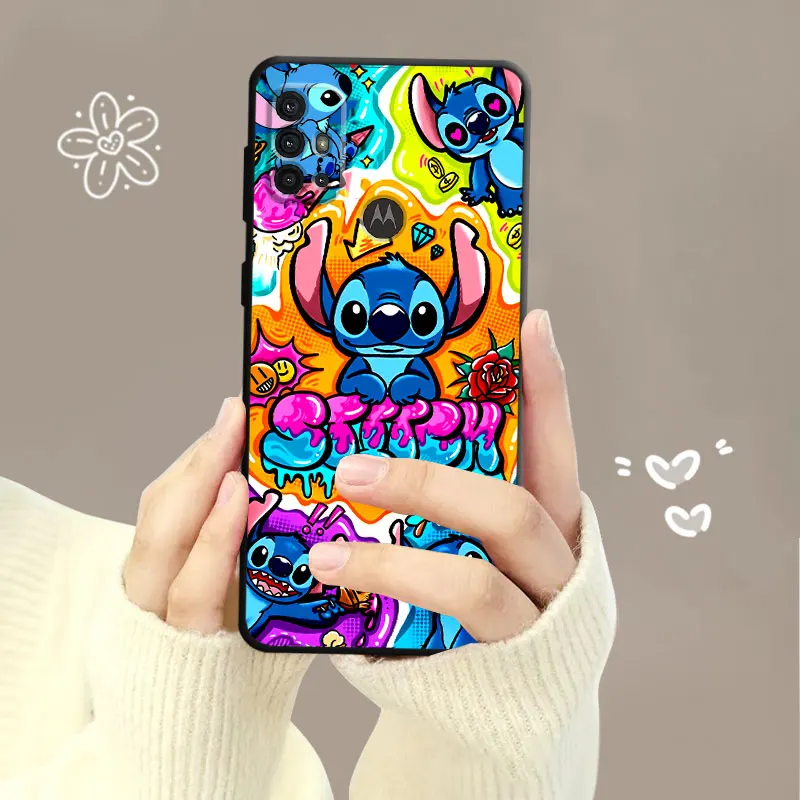 Phone Case For Motorola Edge 40 30 20 Lite G72 G71 G60 G53 G52 G50 G51 G31 G30 G22 G9 One Fusion Plus Disney Cute Stitch Angel