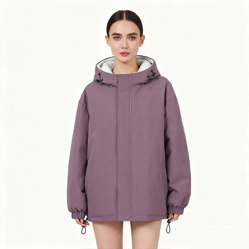 

Women's Autumn and Winter Windproof and Warm Jacket - Reversible Lined Warm Hooded Coat, Smooth Surface with Zipper, Lightweight and Portable, Suitable for Outdoor Hiking, Sports, and Autumn and Winter Adventures, Adventure Gear, Elegant and Stylish Desig