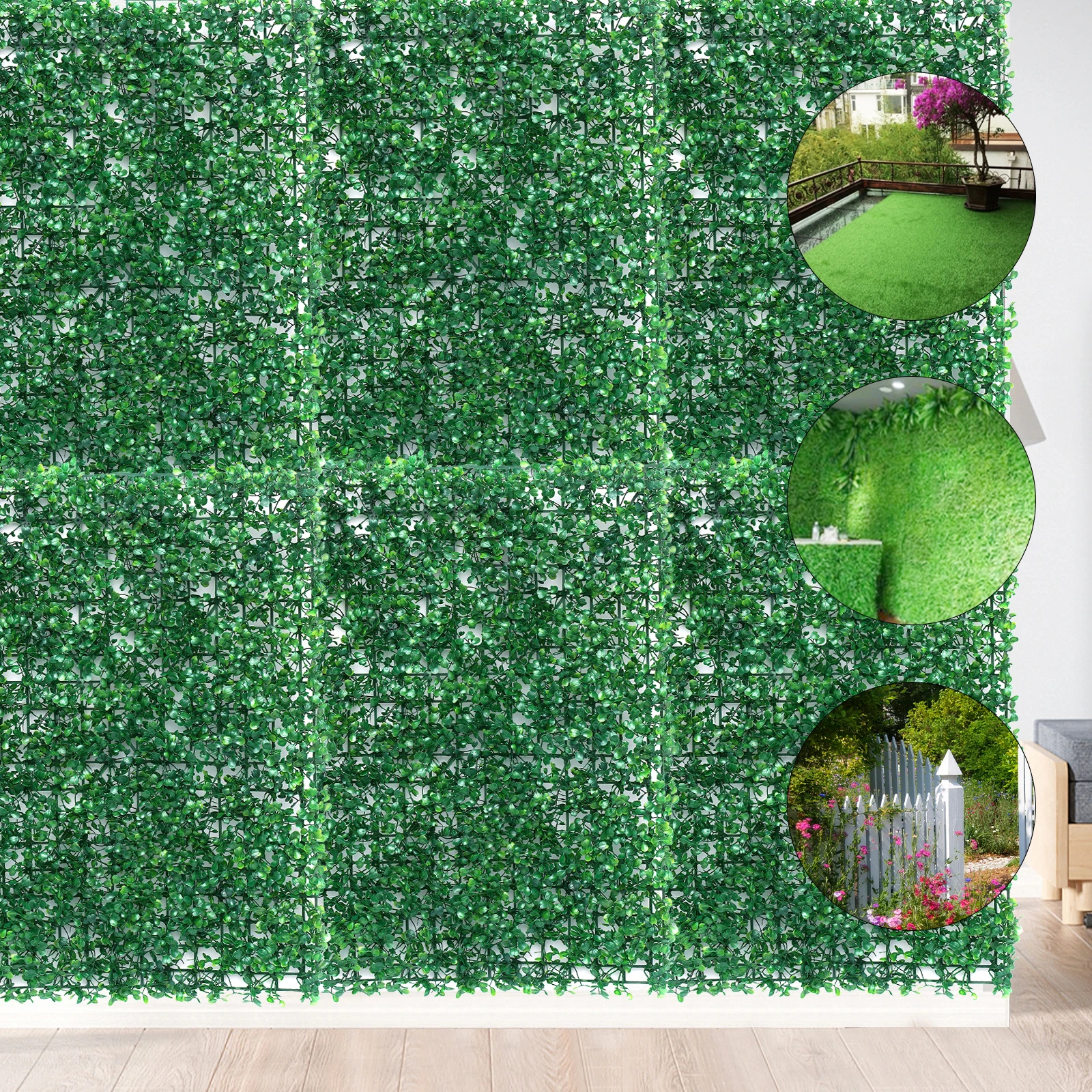 

Artificial Hedge Grass Mat Panel High Density Plant Fence Green Indoor Outdoor Wall Hedge Patio Backyard Wall Decor 12Pcs