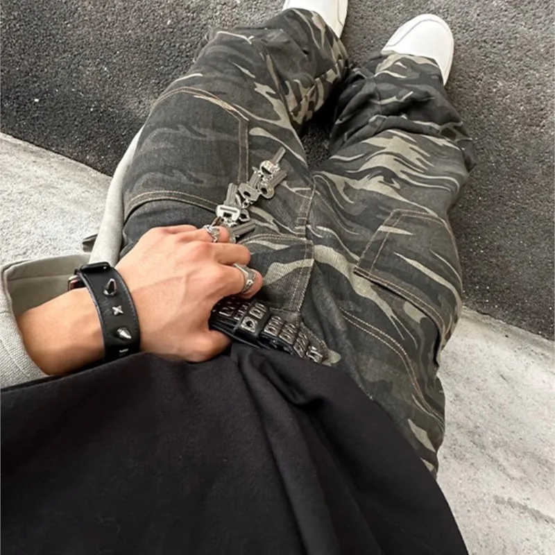 Pantaloni mimetici multitasche a gamba dritta casual Hip Hop High Street alla moda Pantaloni da uomo
