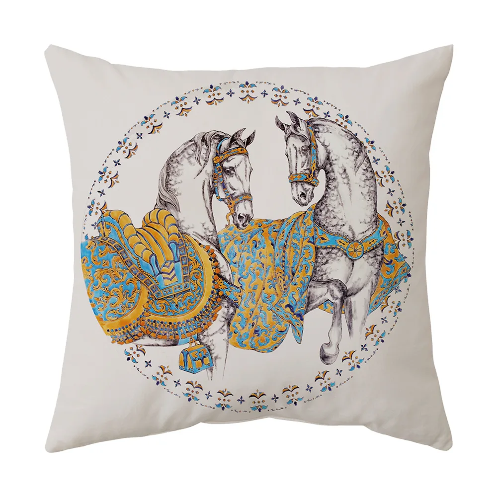 45x45cm Horse Printed Cushion Cover Luxury Decor Home Throw Pillow Case PIllowcase for Living Room Sofa Seat Housse De Coussin