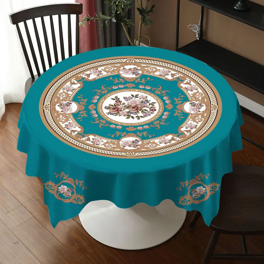 

Round Tablecloth 180cm Waterproof for Dinning Table Large Oil-proof Table Cloth Cover Decoration PVC Printed Party Wipe Clean