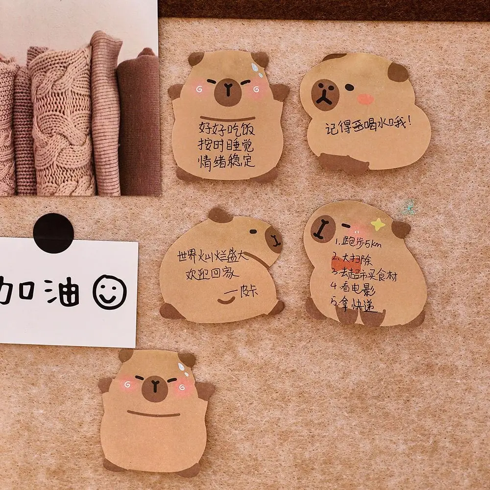 Capybara Sticky Notes Cute Memo Pad 30 Sheets To Do List Cartoon Planner Sticker Self-adhesive Notepad