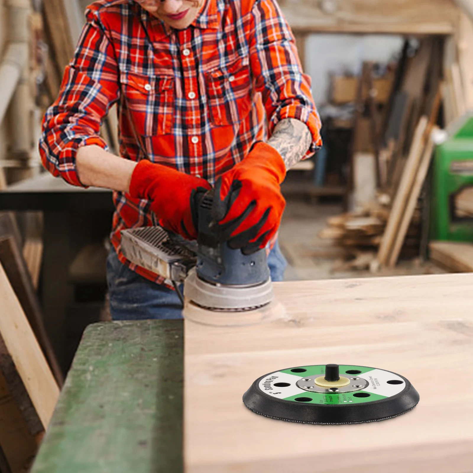 Air Sander Backing Pad 5 Inch 125mm Diameter With 6 Holes For Sanding Disc Attachment 5/16 Thread Maximum Speed 10 000rpm