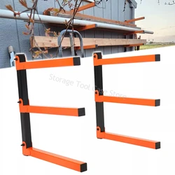 Wall montado madeira Rack, Organizador de madeira ajustável, Oficina Shed Shelf, Indoor Outdoor Garage Basket, 3 Nível