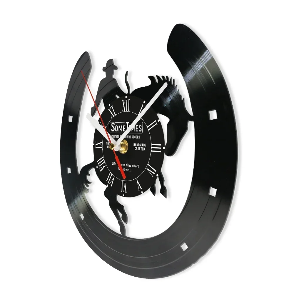Personalized Cowboy Name Vinyl Record Wall Clock Western Wild West Home Decor Watch Wyoming Cowboys Sign Custom Retro Wall Clock