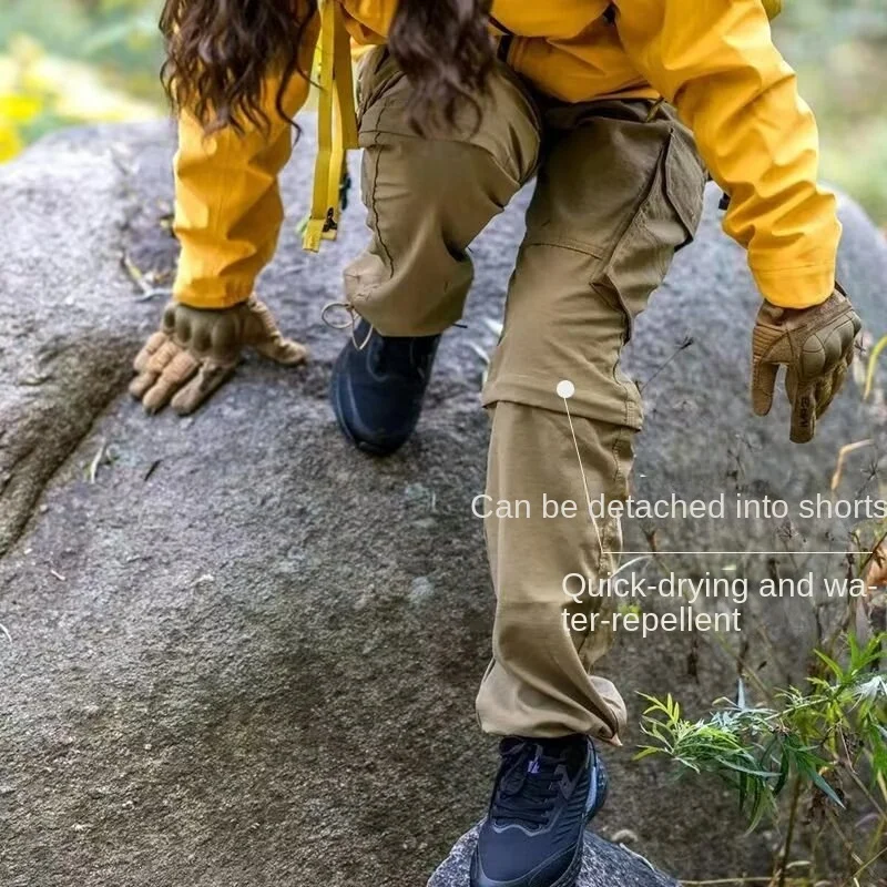 American Style Cargo Pants Men and Women, Summer New Breathable Quick Dry Hiking Detachable Tactical Pants