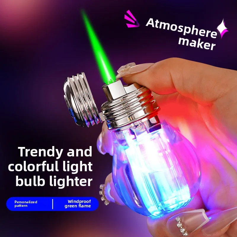 New Colorful Light Bulb Windproof Lighter Creative Cool Green Flame Personalized Cute Lighter Creative Gift for Couples
