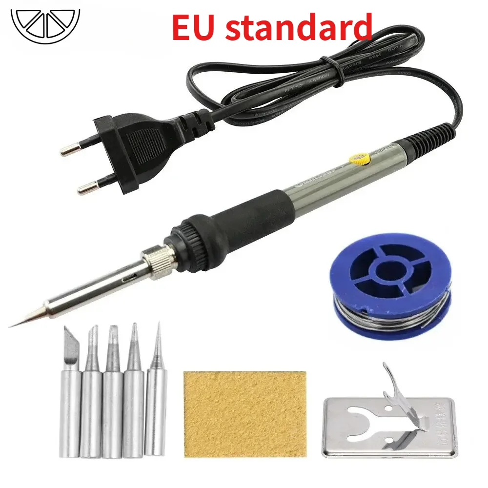 EU 60W Adjustable Temperature Electric Soldering Iron Welding Rework Station Heat Pen Tips DIY Repair Tool