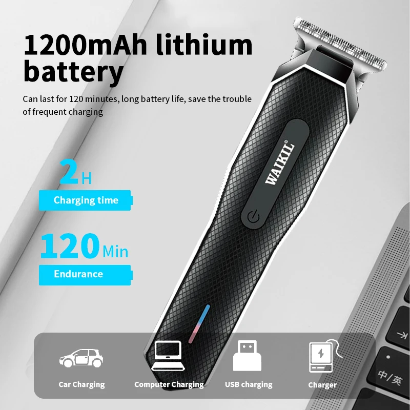 Waikil Professionele Mannen Tondeuse High Power Haar Trimmer Usb Opladen Draadloze Kapper Baard Trimmer Haar Snijmachine