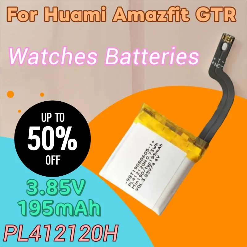 

100% New High Quality 3.85V 195mAh Replacement Watch Battery PL412120H for Huami Amazfit GTR 42MM PL412120 412120