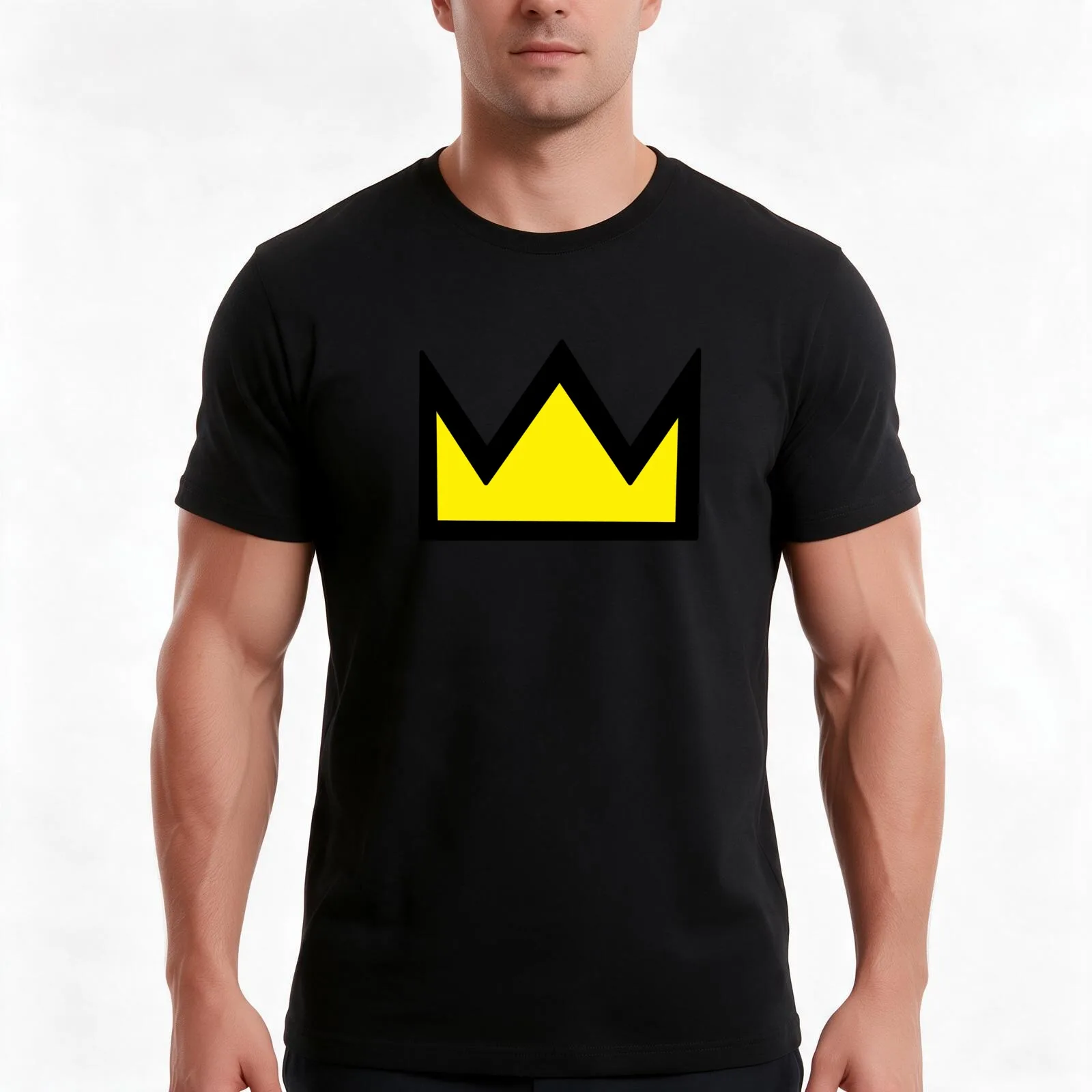 Crown Design T-Shirt, Summer Casual Cotton Tee, Oversized Streetwear Tops, Vintage Graphic Print, Loose Fit Short Sleeve