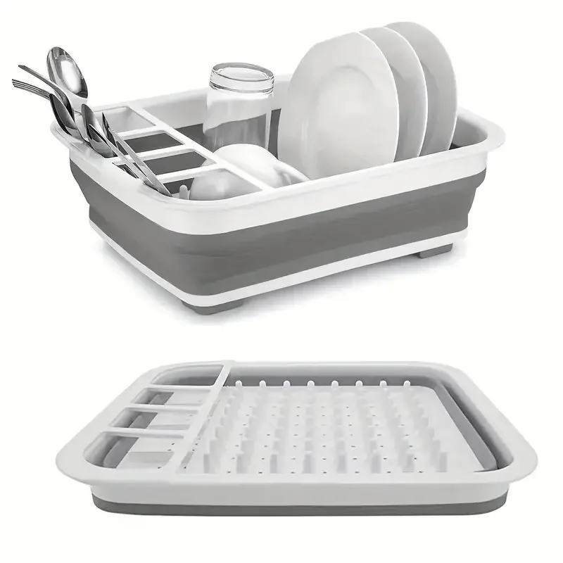 Kitchen Foldable Dish Rack Storage Water Leakage Plastic Tableware Bowl Dinnerware Drain Bowl Tray Home Washable Kitchen Tools