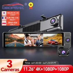 H330 Dash Cam 3 Channel Rearview Mirror Front Inside Rear 4K+1080P+1080P WiFi GPS Dual Lens Car Dvr Camera Infrared Night Vision