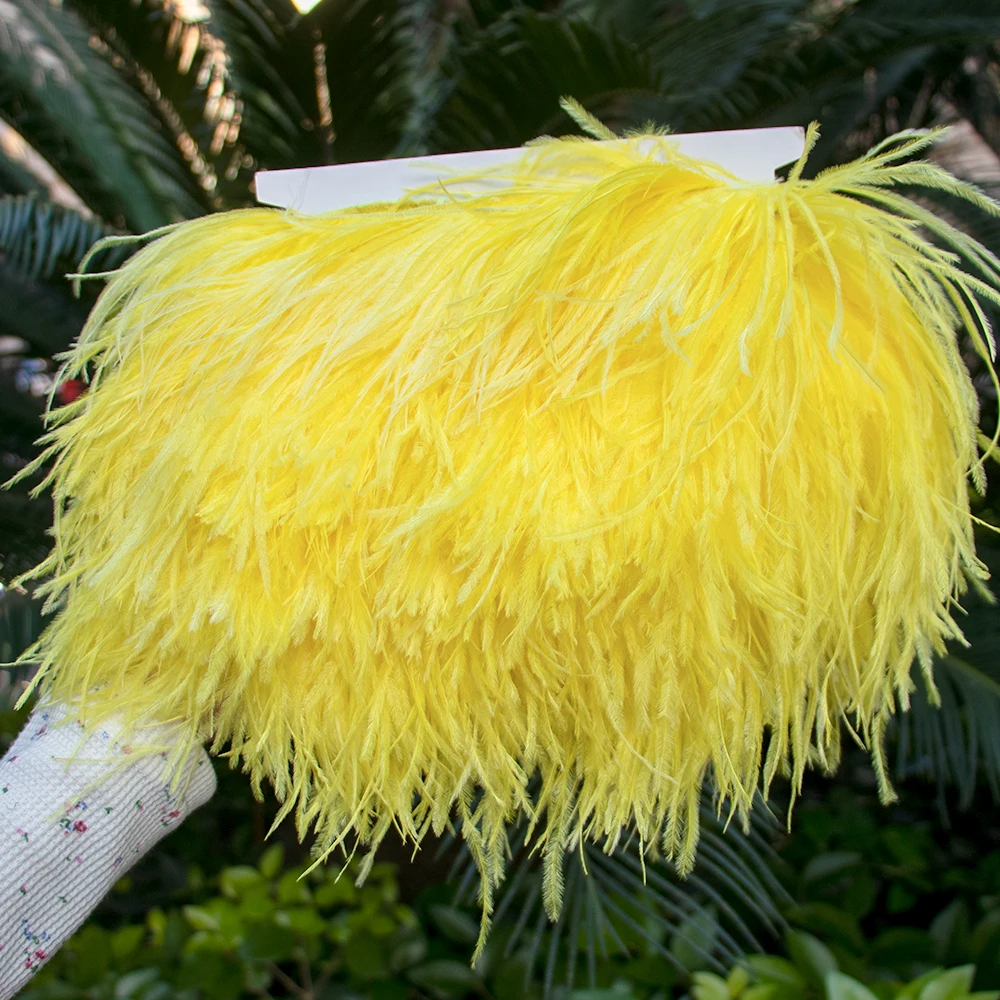 1Ply Ostrich feather boa Trimming 1 Meter Natural Ostrich feathers Trims Fringe for Costume Party Dress Sewing Accessory 10-18CM