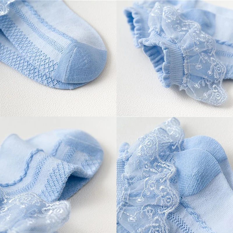 Summer Children Lace Socks with Ruffle Baby Girls Cotton Breathable Mesh Stockings Ballet Princess Short Dance Socks Kids 0-12Y