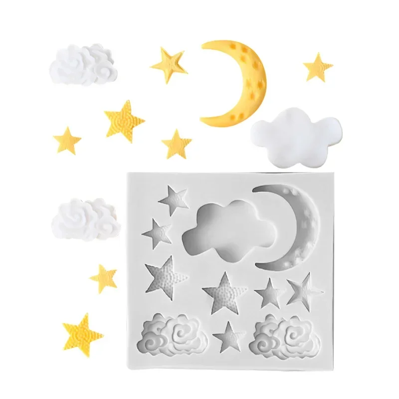 Moon Stars Clouds Cake Decoration Mold Fondant Silicone Cake Mold DIY Chocolate Mousse Kitchen Baking Mold Candy Pastry Bakeware