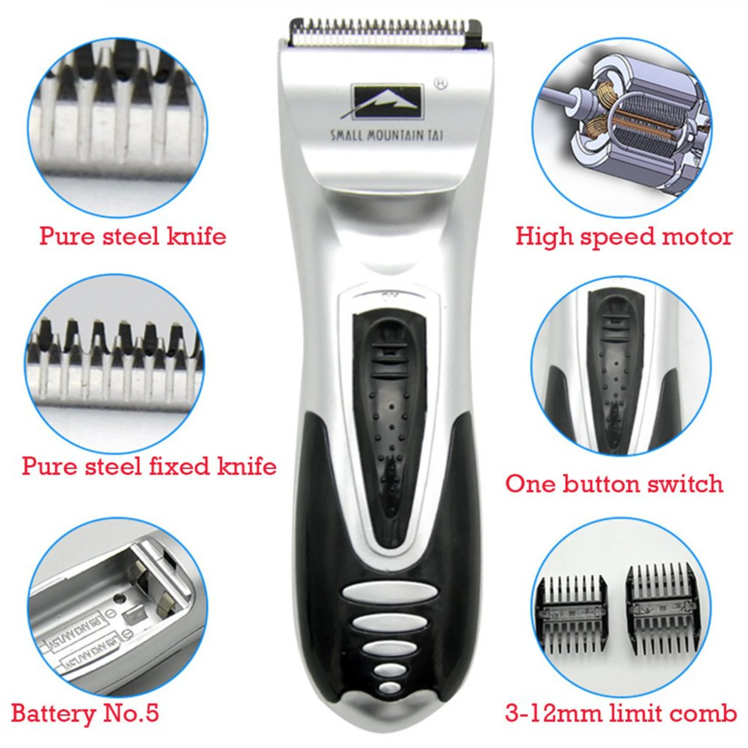 Kit per toelettatura elettrico senza fili professionale per tagliacapelli in metallo all'ingrosso per tagli di capelli domestici