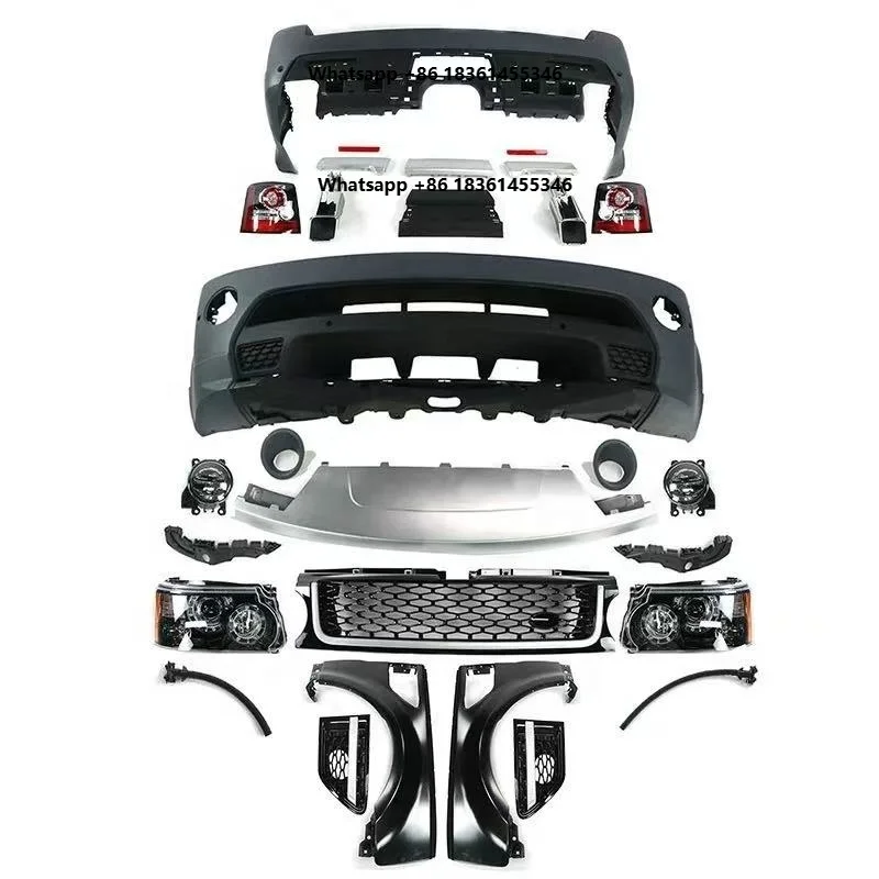 For Range Rover Sport 2005-2013 Upgrade to 2013 AUTOBIOGRAPHY Style Bodykit Body Kit Sets with Headlamp and Taillamp and Frender view 2