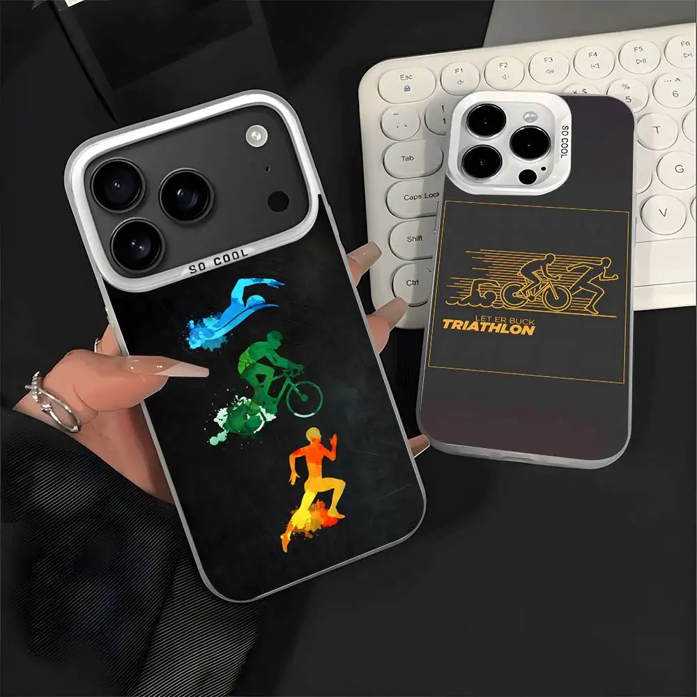 

Triathlon Swim Bike Run Tri Life White Matte Shockproof CoverPhone Case For iPhone 17,16,15,14,13,12,11,Pro,XS,Max,Plus