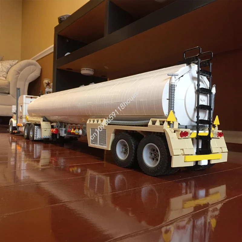 2631 قطعة MOC الناقل 1:17 مقطورة الوقود لشبه شاحنة التكنولوجيا نموذج اللبنات التراص الطوب الإبداعية لعبة طفل هدية
