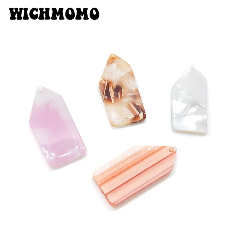New Fashion 28*13mm 6PCS High Quality Acetic Acid Resin Acrylic Geometric Smooth Charms Pendants for DIY Earring Accessories