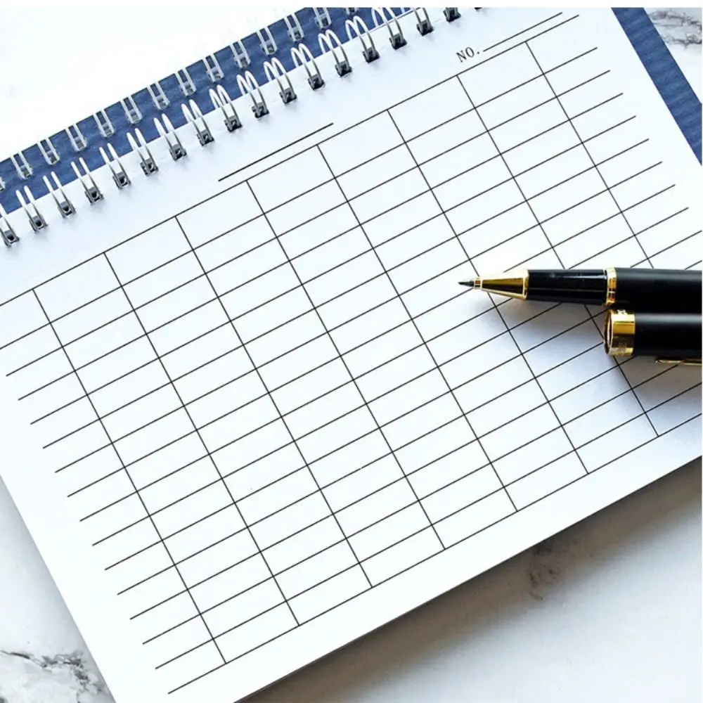 Sturdy Cover Spiral Bound Notebook Blank Grid Multifunctional Inventory Log Book Vertical Layout Leather paper
